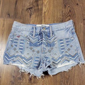 Hollister Denim Shorts Women's 0 Studded Distressed Jean